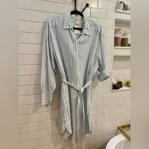 H&M Linen Blend Blue and White Dress